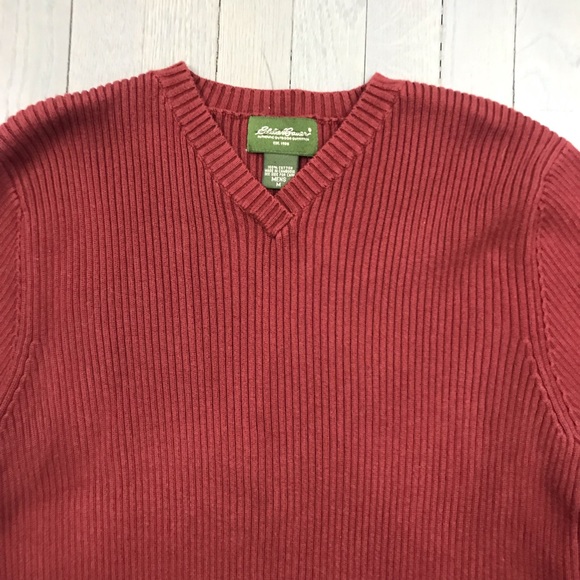 NWOT Eddie Bauer V Neck Ribbed Pullover Sweater - Picture 3 of 6
